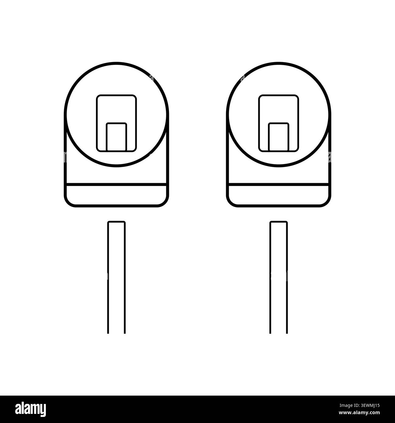 Two usb cable connectors outline illustration with connector, electronic Stock Vector
