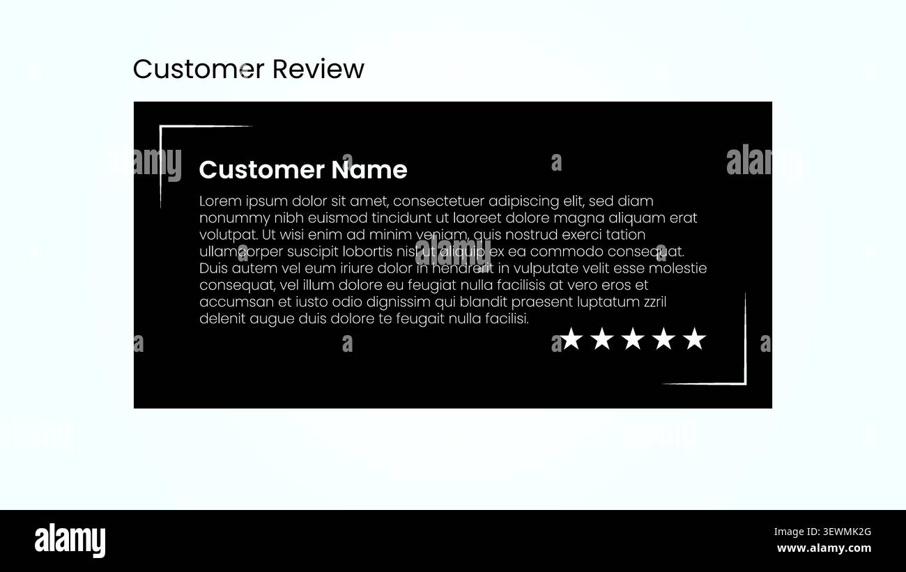 Customer review section with placeholder text and star ratings, customer feedbac Stock Vector