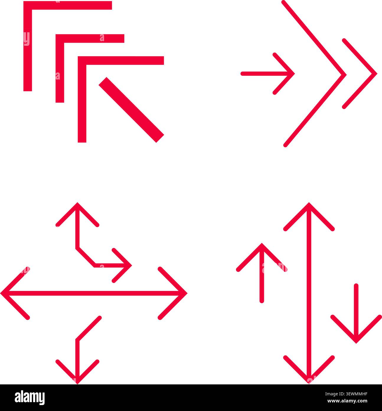 Red Arrows Icons for Navigation, Direction, and User Interface Design Elements Stock Vector