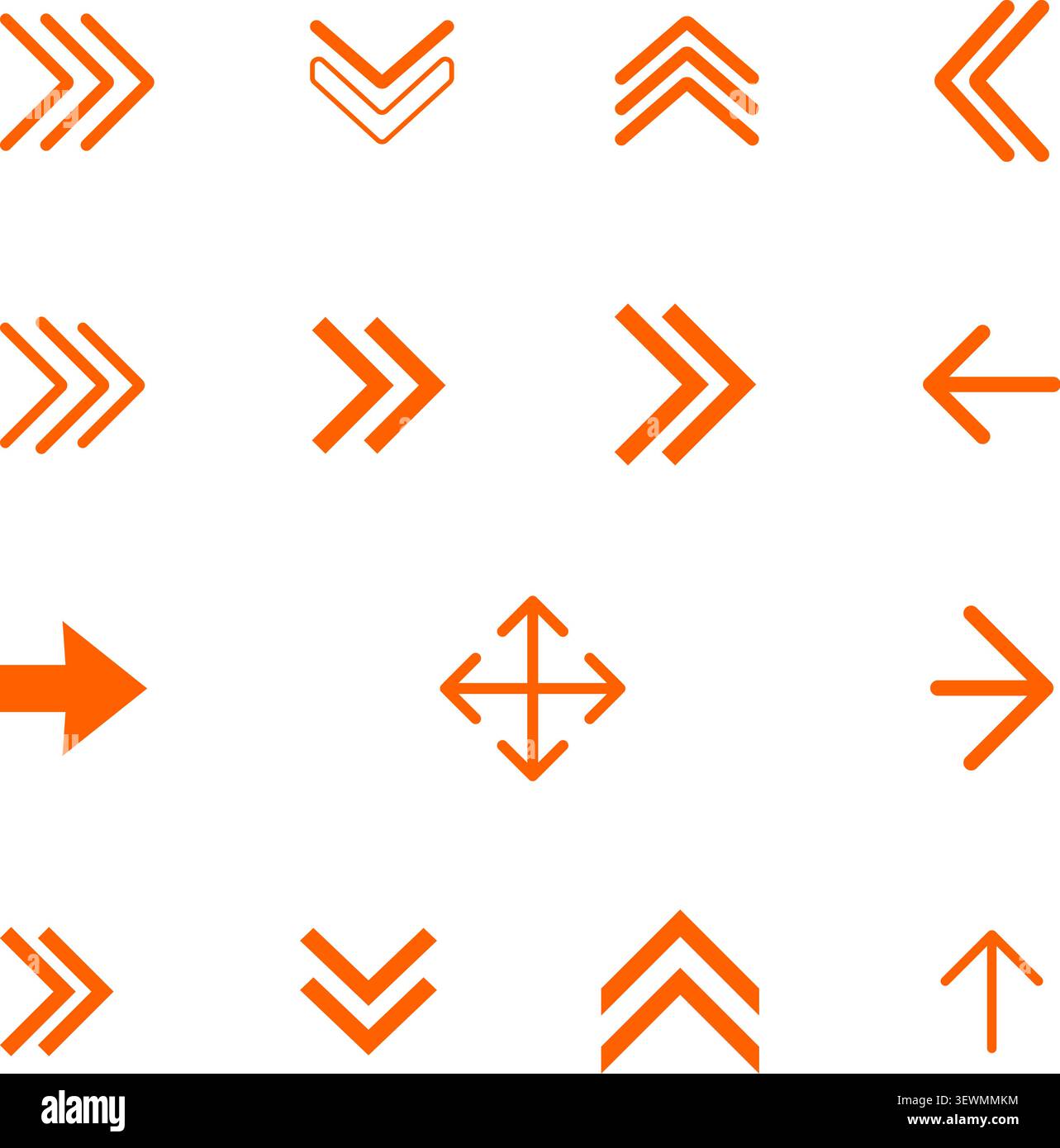Orange Arrows Collection: Various Styles for Direction, Navigation, and Data Stock Vector