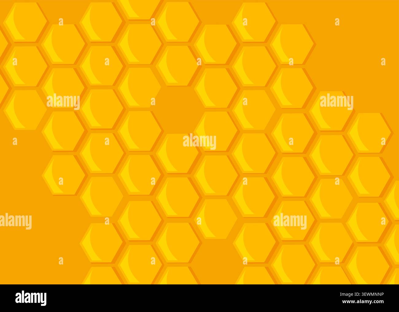 A golden yellow vector illustration featuring a repeating honeycomb pattern with geometric hexagonal cell structures. Stock Vector