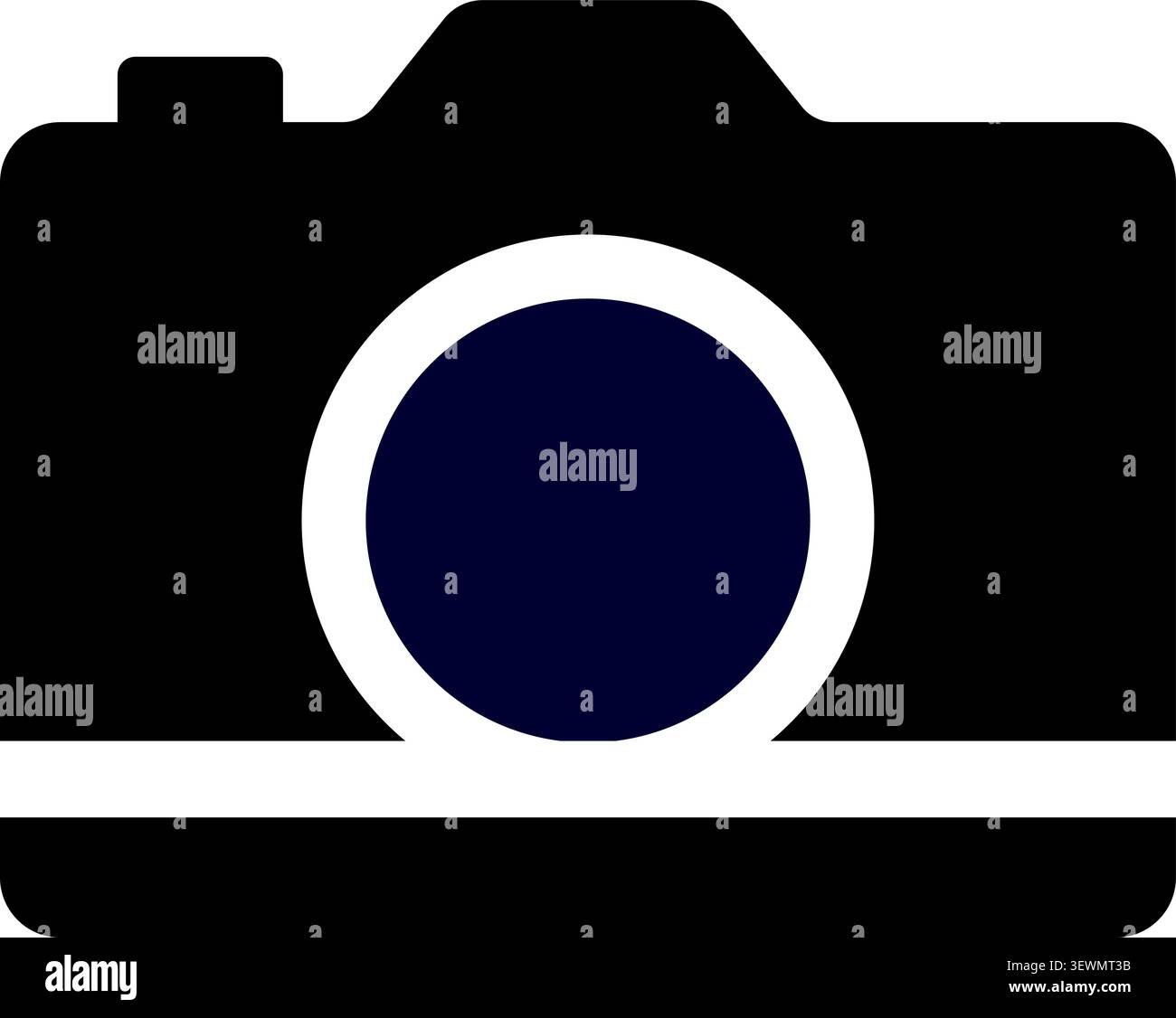 Dark Blue Camera Icon with Lens Vector Graphic with Abstract Graphic Stock Vector