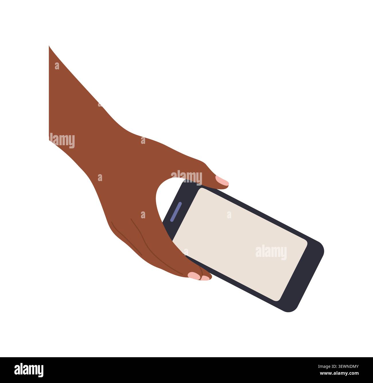 Black Hand holds smartphone with blank screen Stock Vector