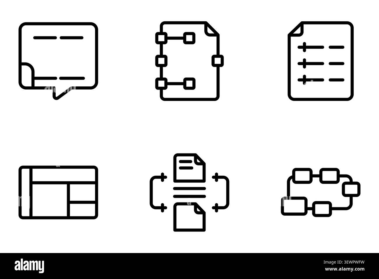 Project management document workflow line icon set vector illustration Stock Vector