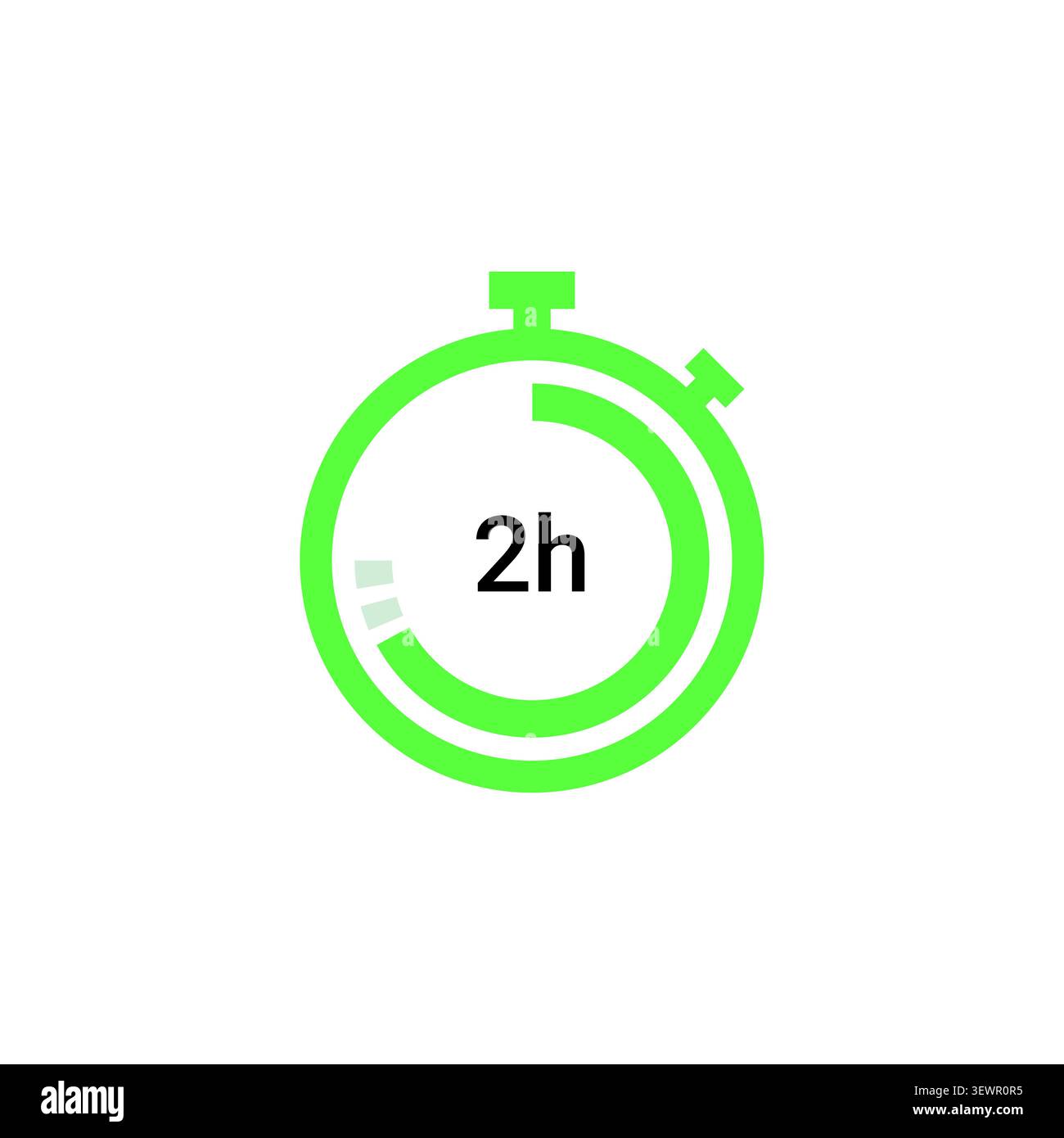 Timer concept green stopwatch icon, minimal circular progress indicator, productivity tracking, schedule management Stock Vector