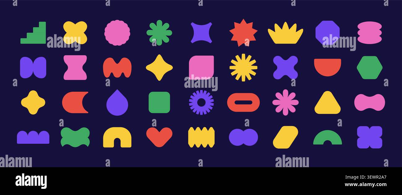 Abstract vector shape element sticker. Y2k graphic geometry background icon. Retro shape design illustration Stock Vector
