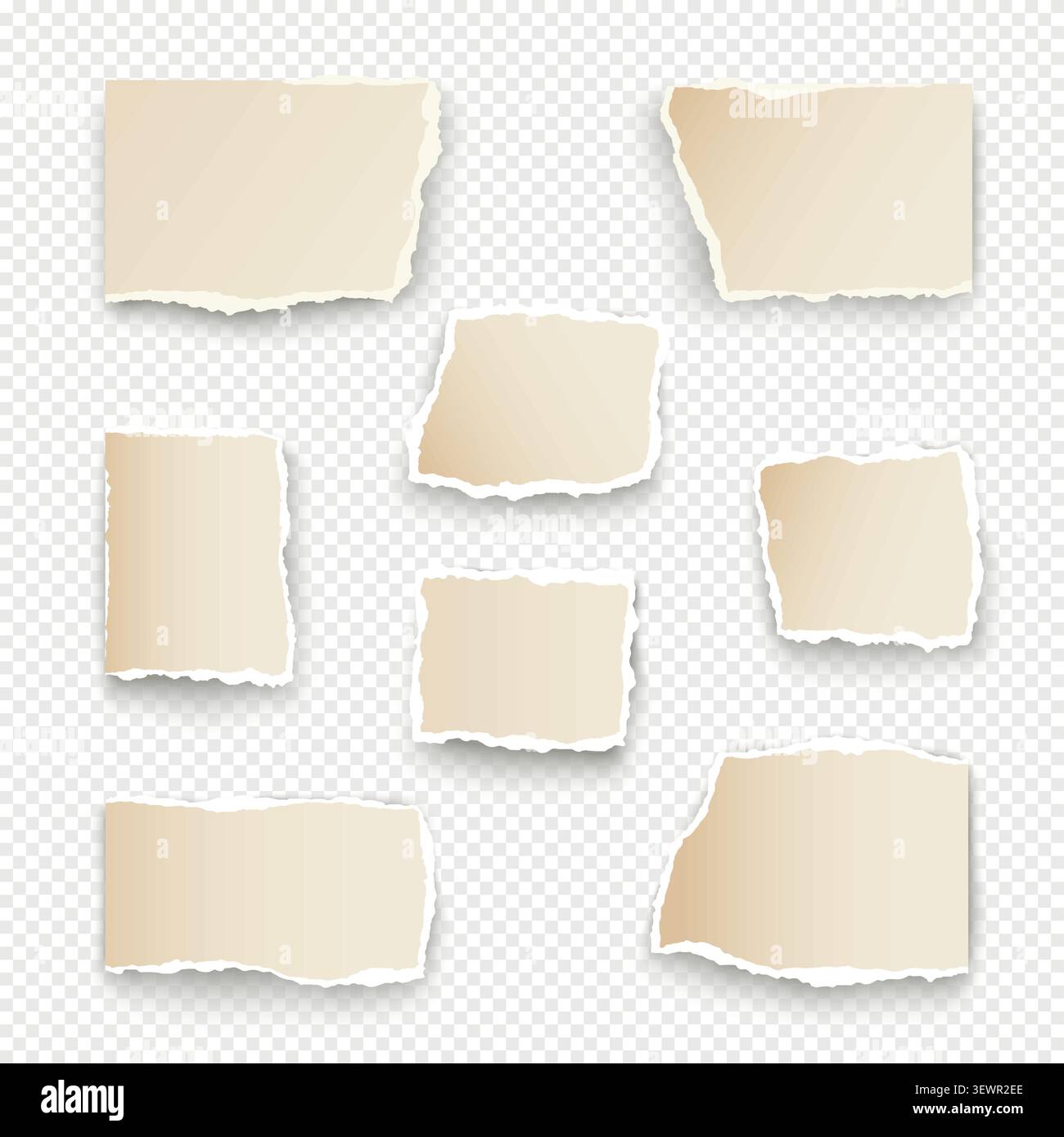 Paper cut rip sheet vector torn edge background. Old frame note craft paper cut vector square label box Stock Vector