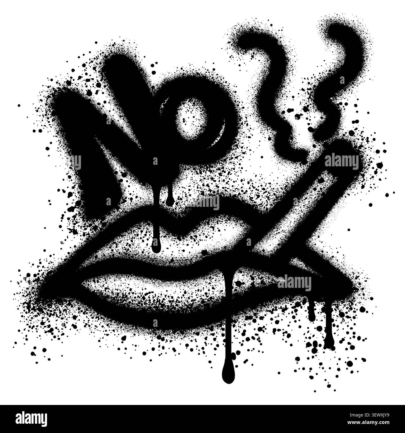 graffiti No smoking text sprayed in black over white. Stock Vector