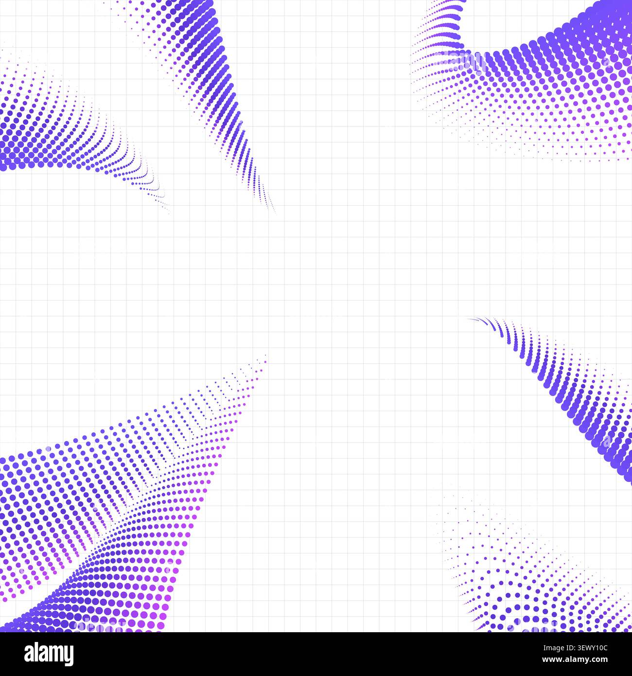 Abstract Purple Halftone Wave on White Background with Grid Lines Stock Vector