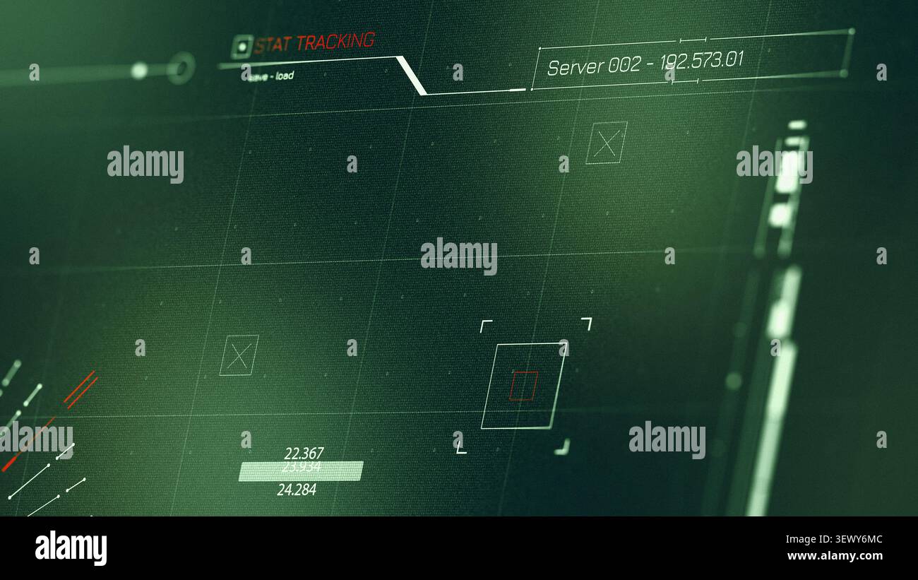 Surveillance system interface displaying facial recognition tracking data Stock Photo