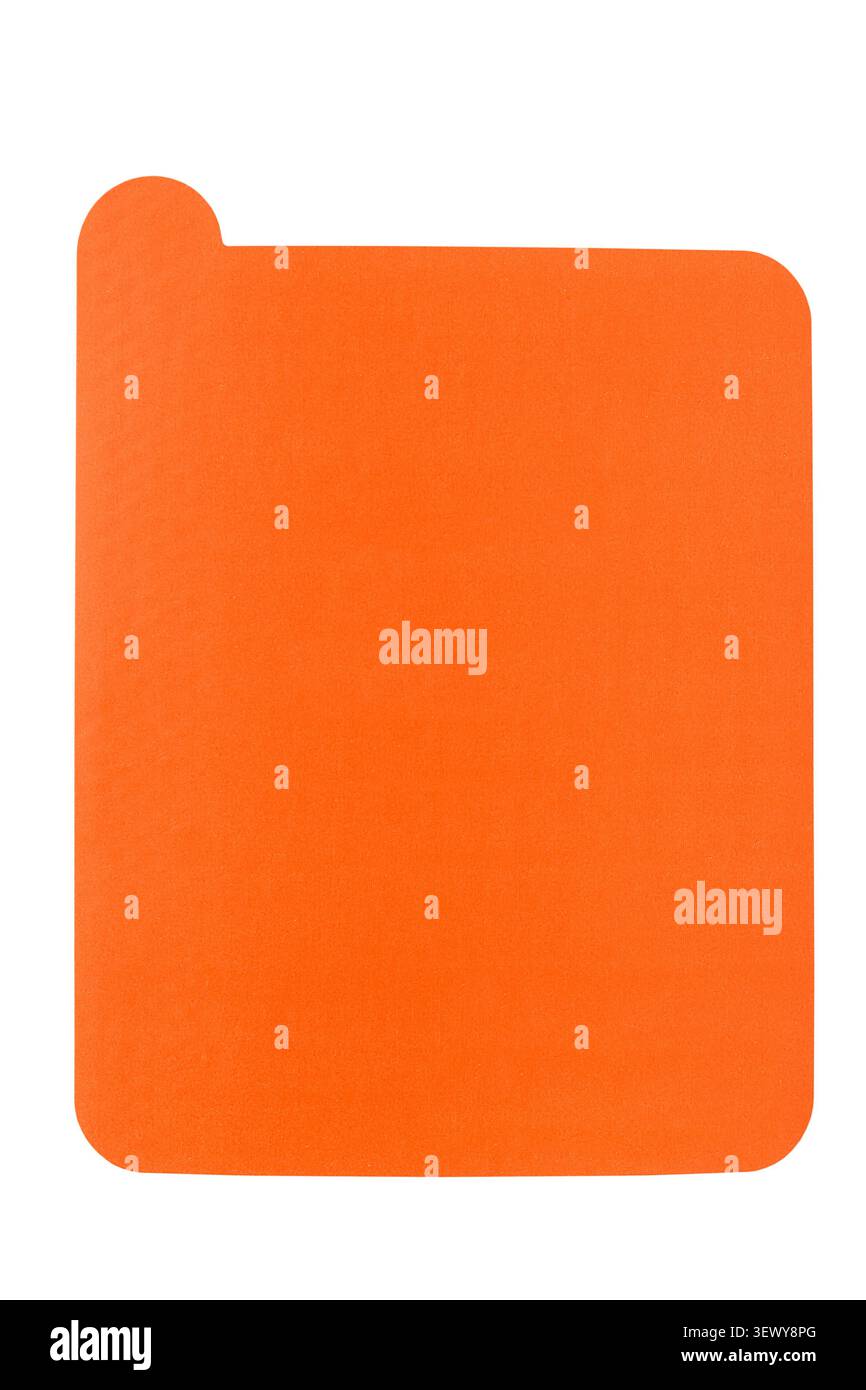 Blank orange color sticker note isolated on white background Stock Photo
