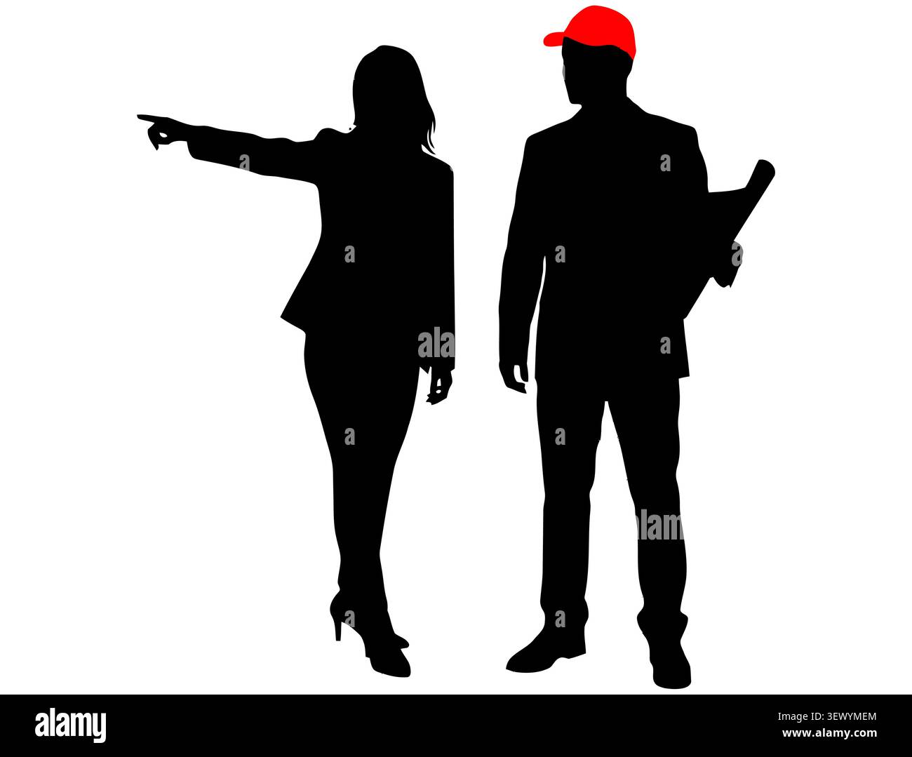 Construction Engineer Team Silhouette Flat Vector Design Icon Stock Vector