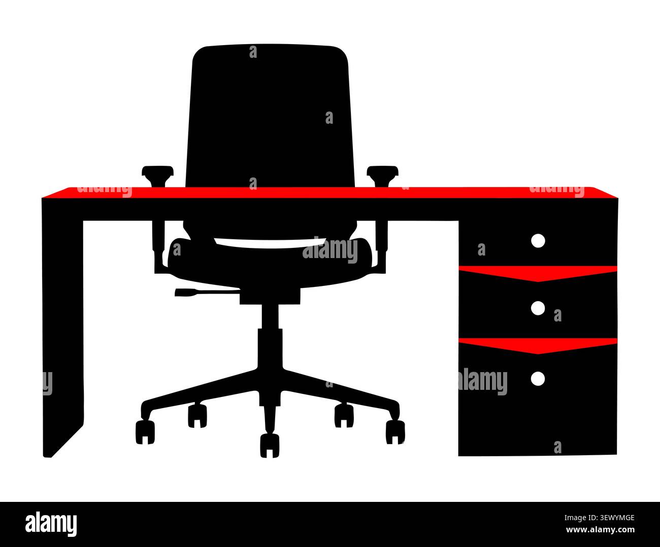 Executive Office Desk and Chair Flat Vector Workspace Icon Stock Vector