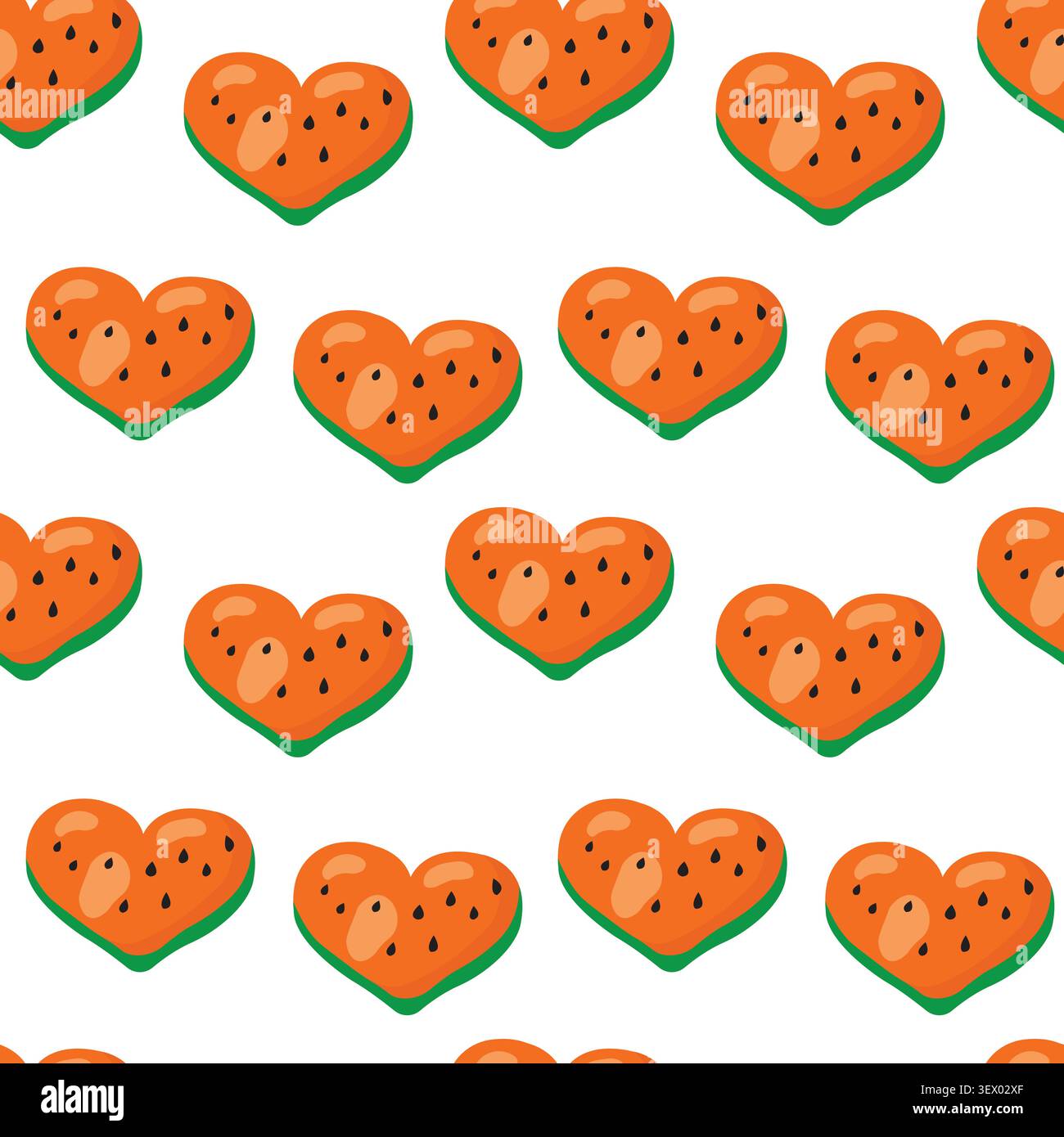 Cute watermelon heart seamless pattern for fabric, wrapping Stock Vector