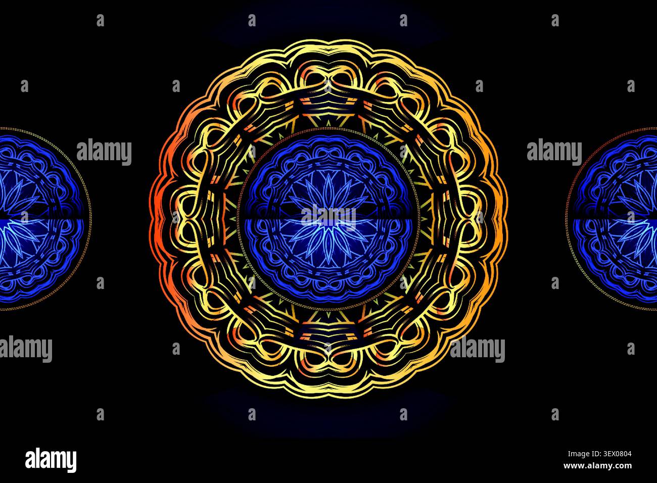 elegant gold blue mandala pattern design Stock Vector