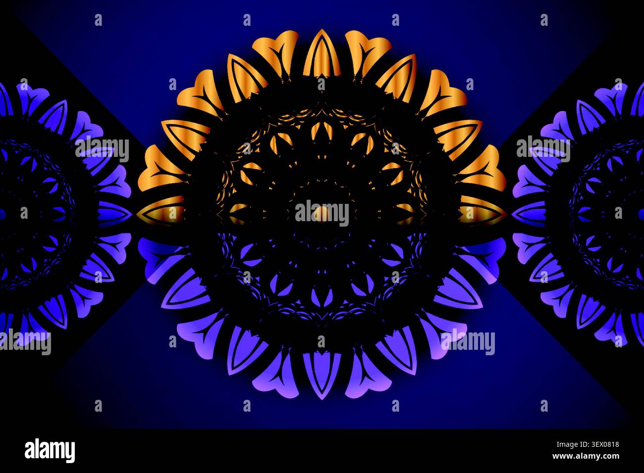 deep blue gold geometric mandala background Stock Vector