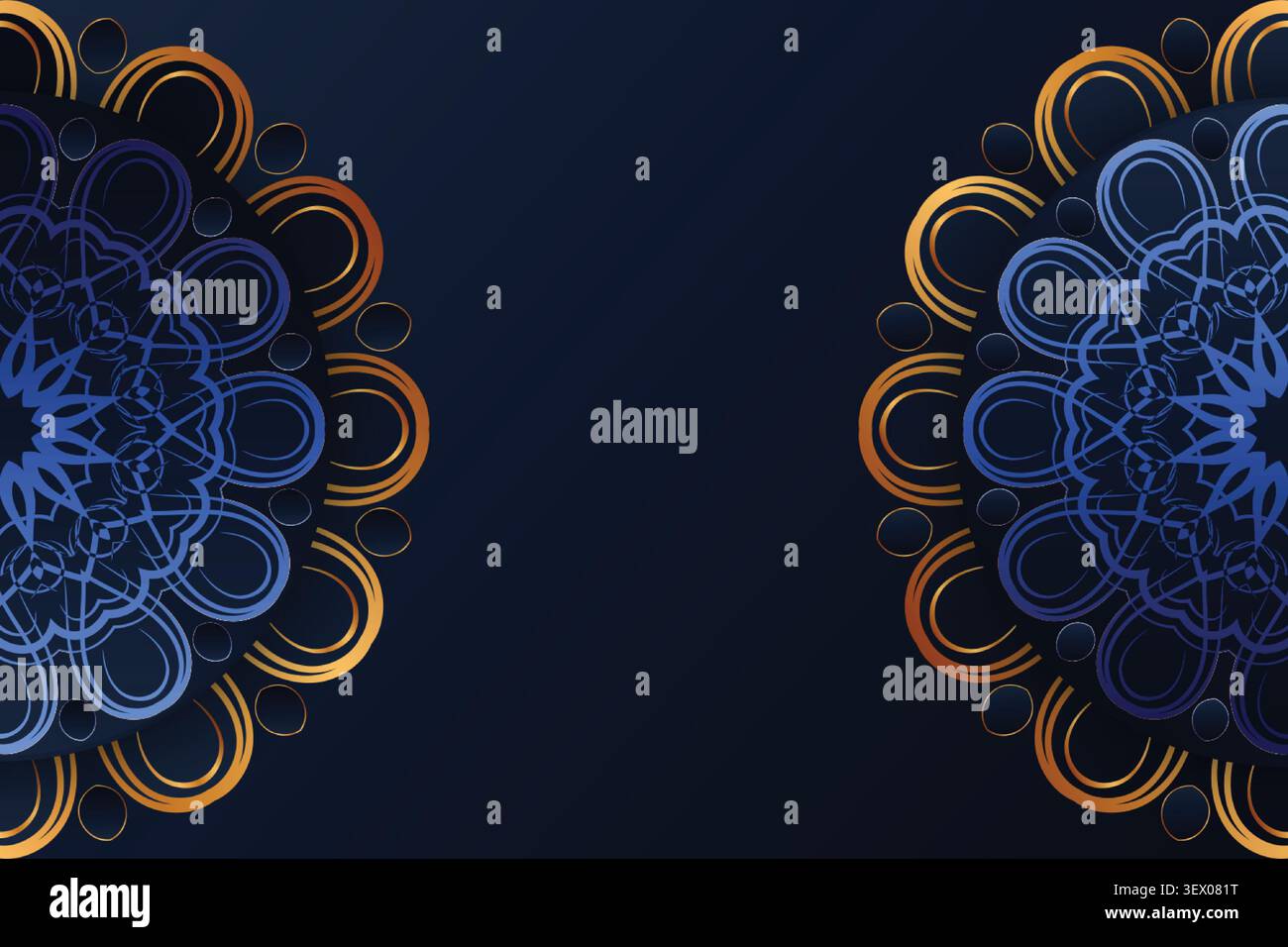 ornate navy gold abstract mandala texture Stock Vector