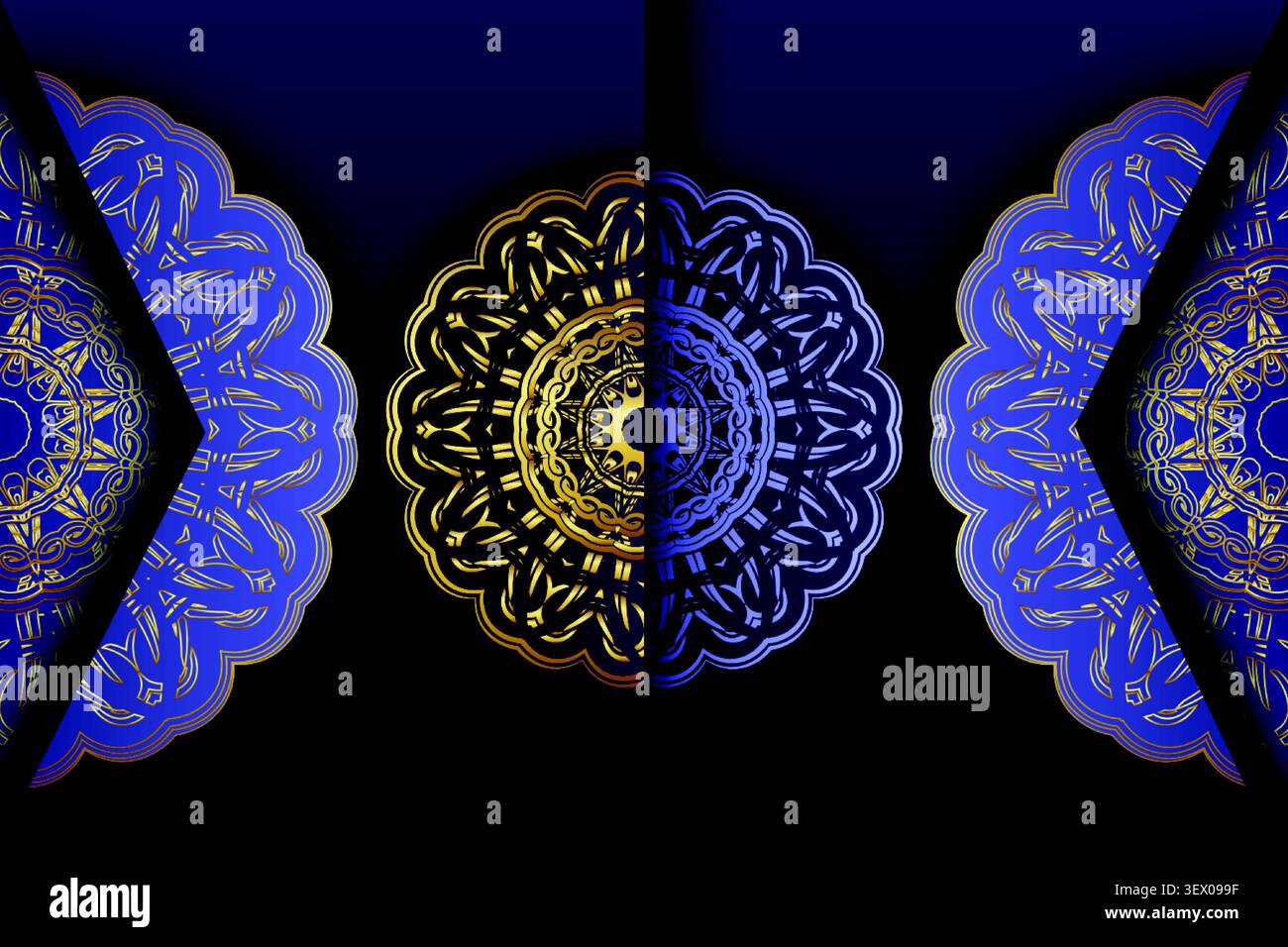 premium navy gold ornamental mandala pattern Stock Vector