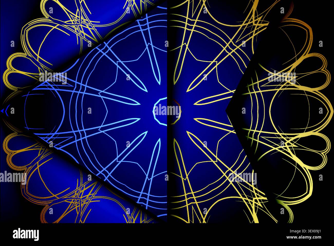 premium blue gold abstract mandala design Stock Vector
