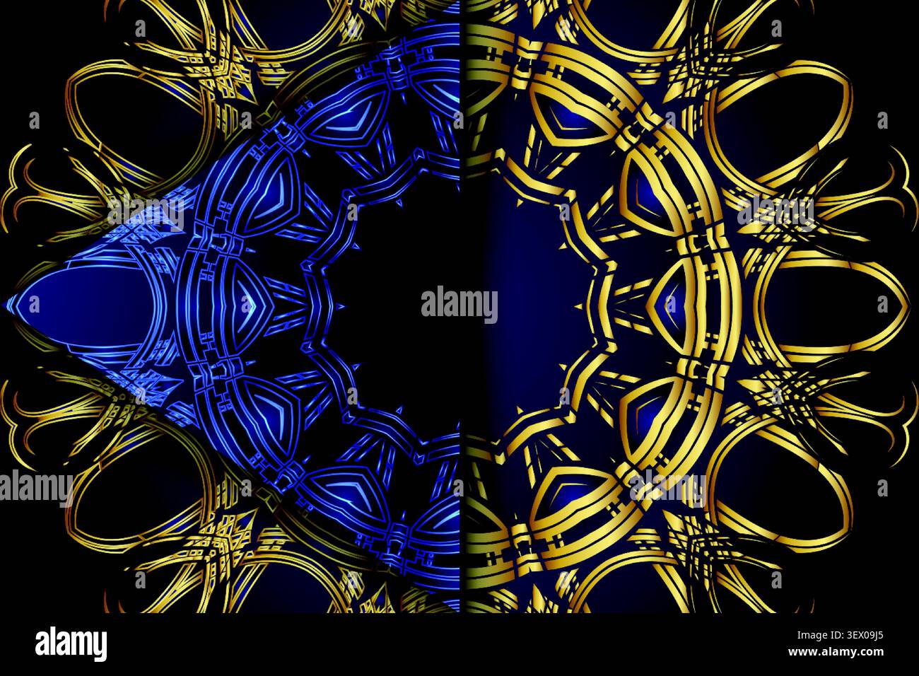 luxury gold blue repeating mandala pattern Stock Vector