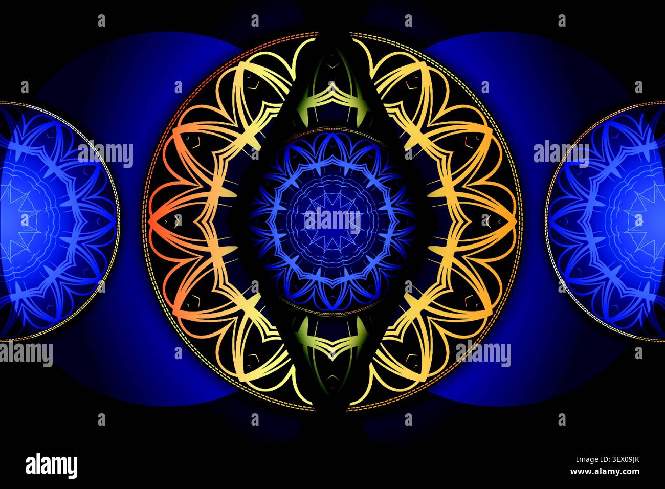 premium decorative gold blue mandala texture Stock Vector