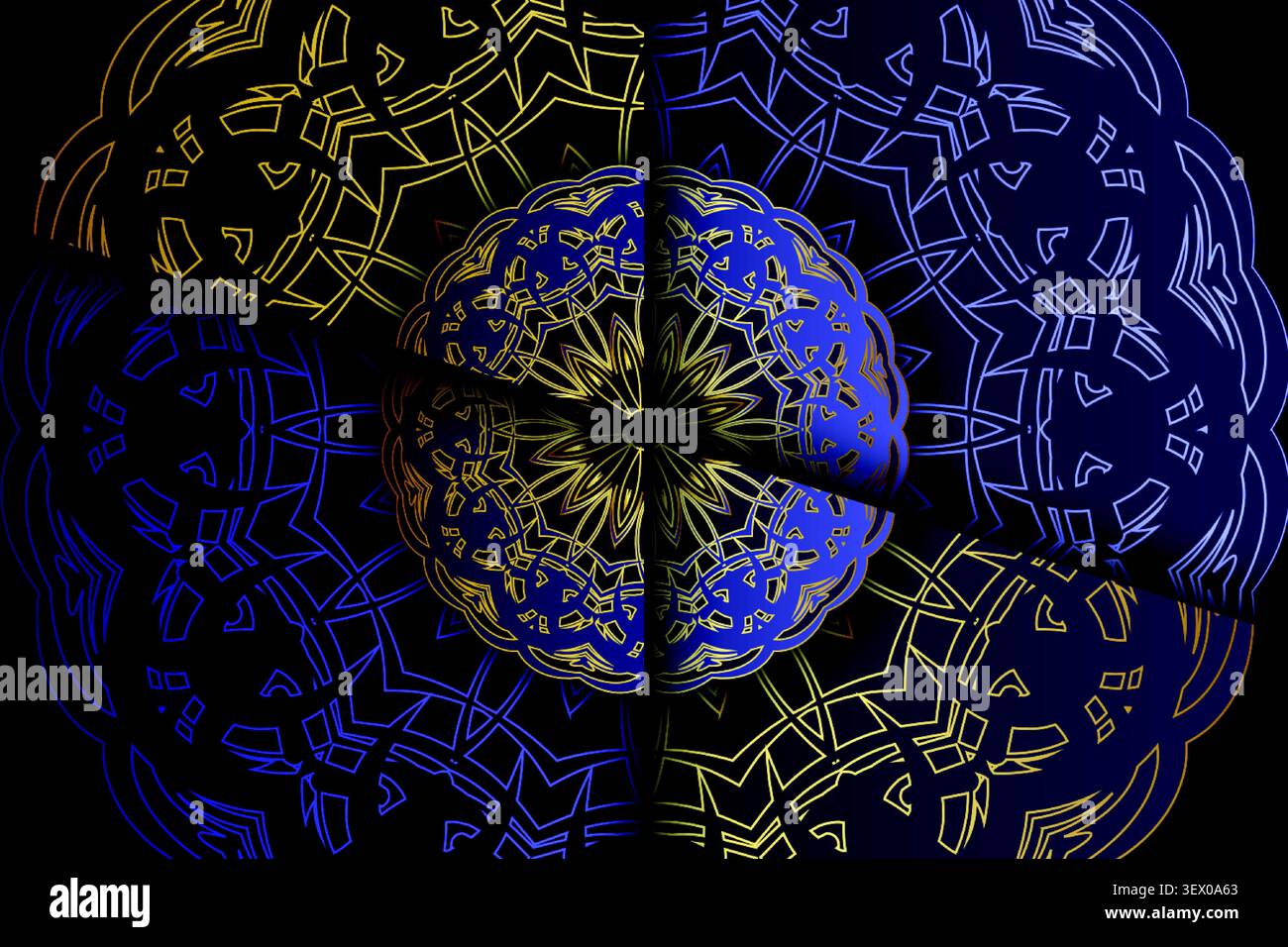 islamic style gold blue mandala background Stock Vector