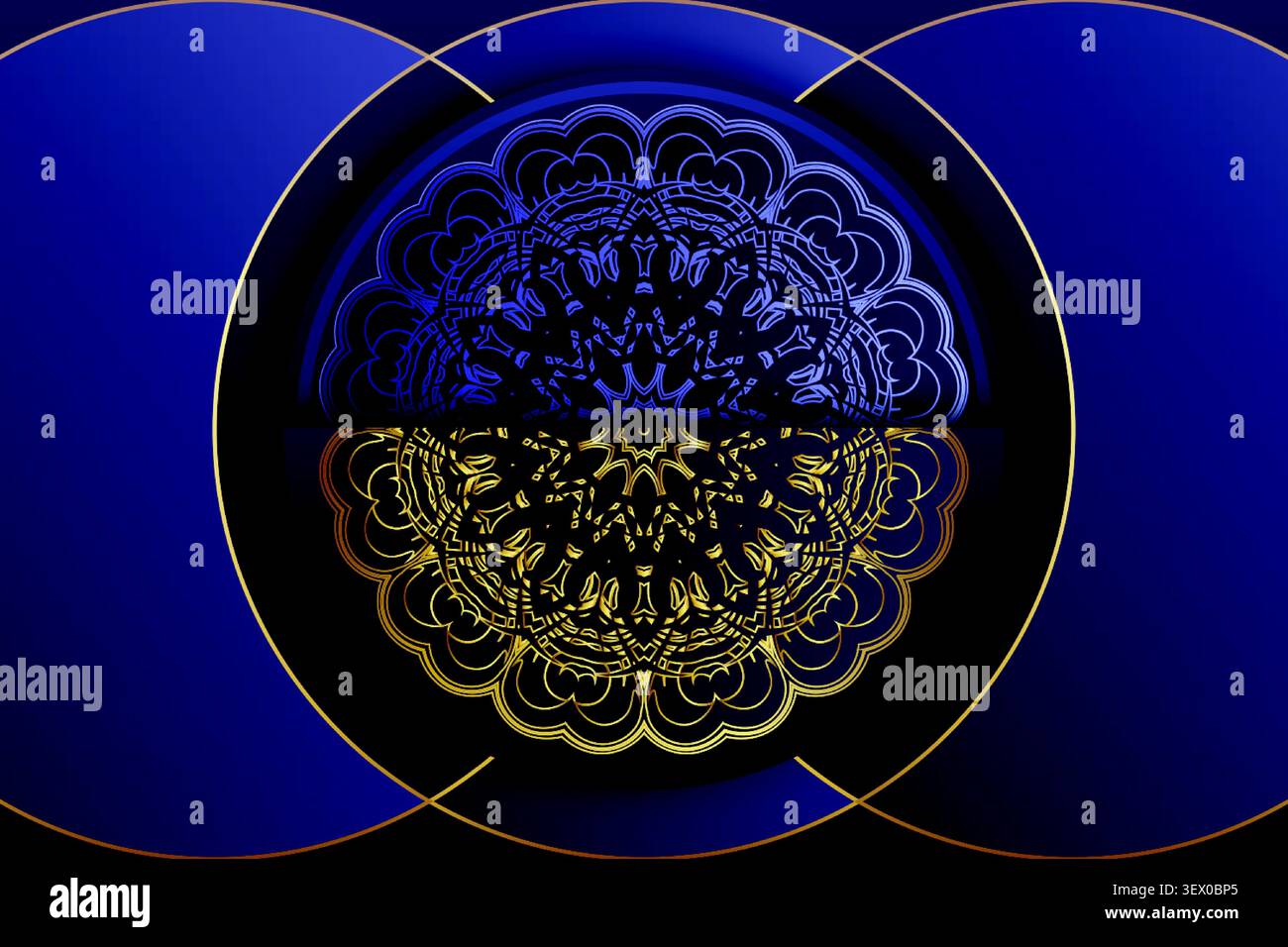premium arabesque gold blue ornament background Stock Vector