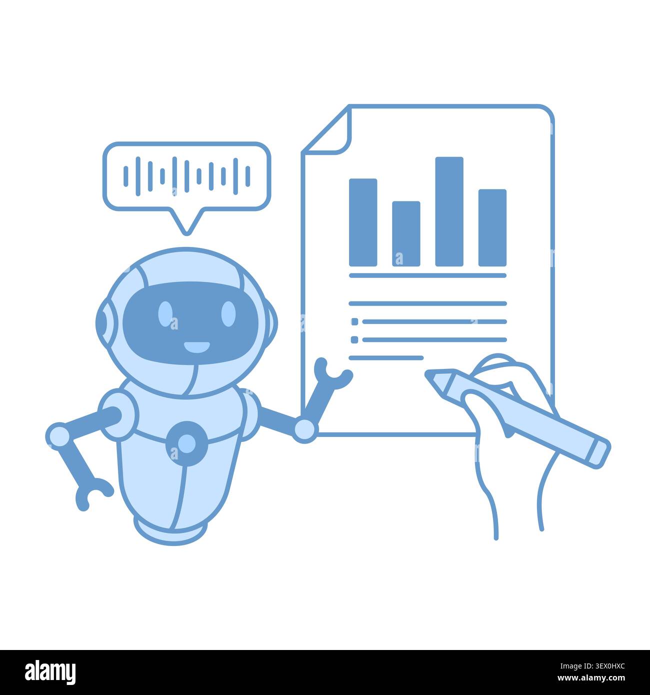 AI robot assistant presenting data analytics Stock Vector