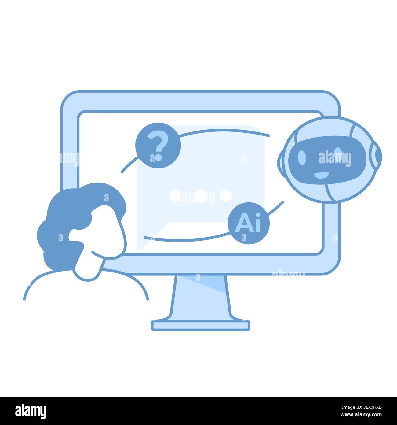 AI chatbot assistant, human user interaction Stock Vector