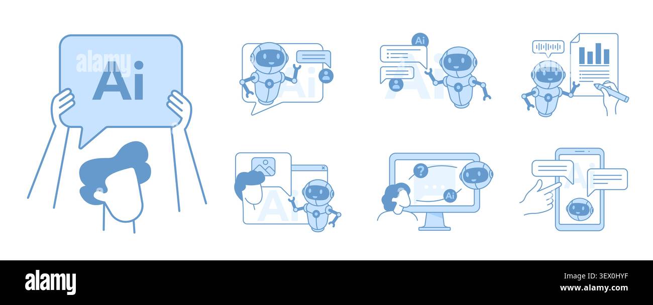 AI assistant, chatbot, robot helper Stock Vector