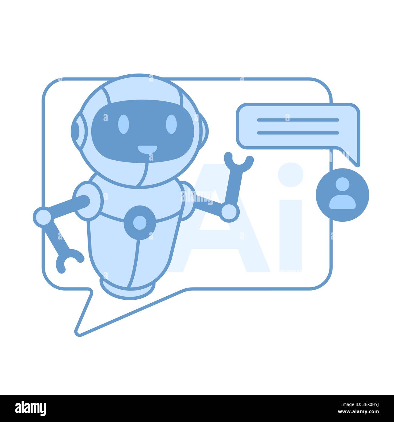 AI chatbot robot inside speech bubble Stock Vector