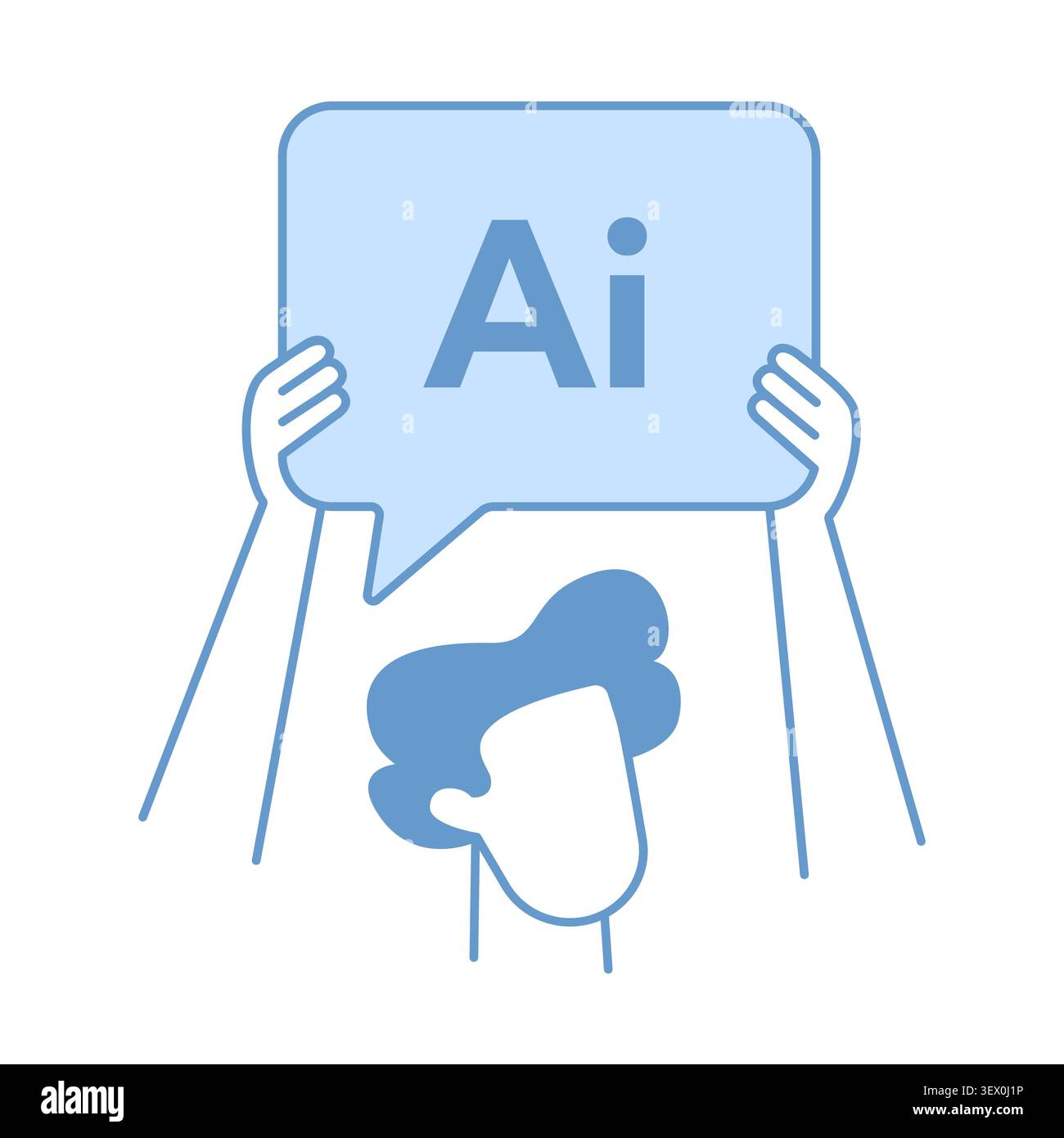 AI speech bubble held by human hands Stock Vector