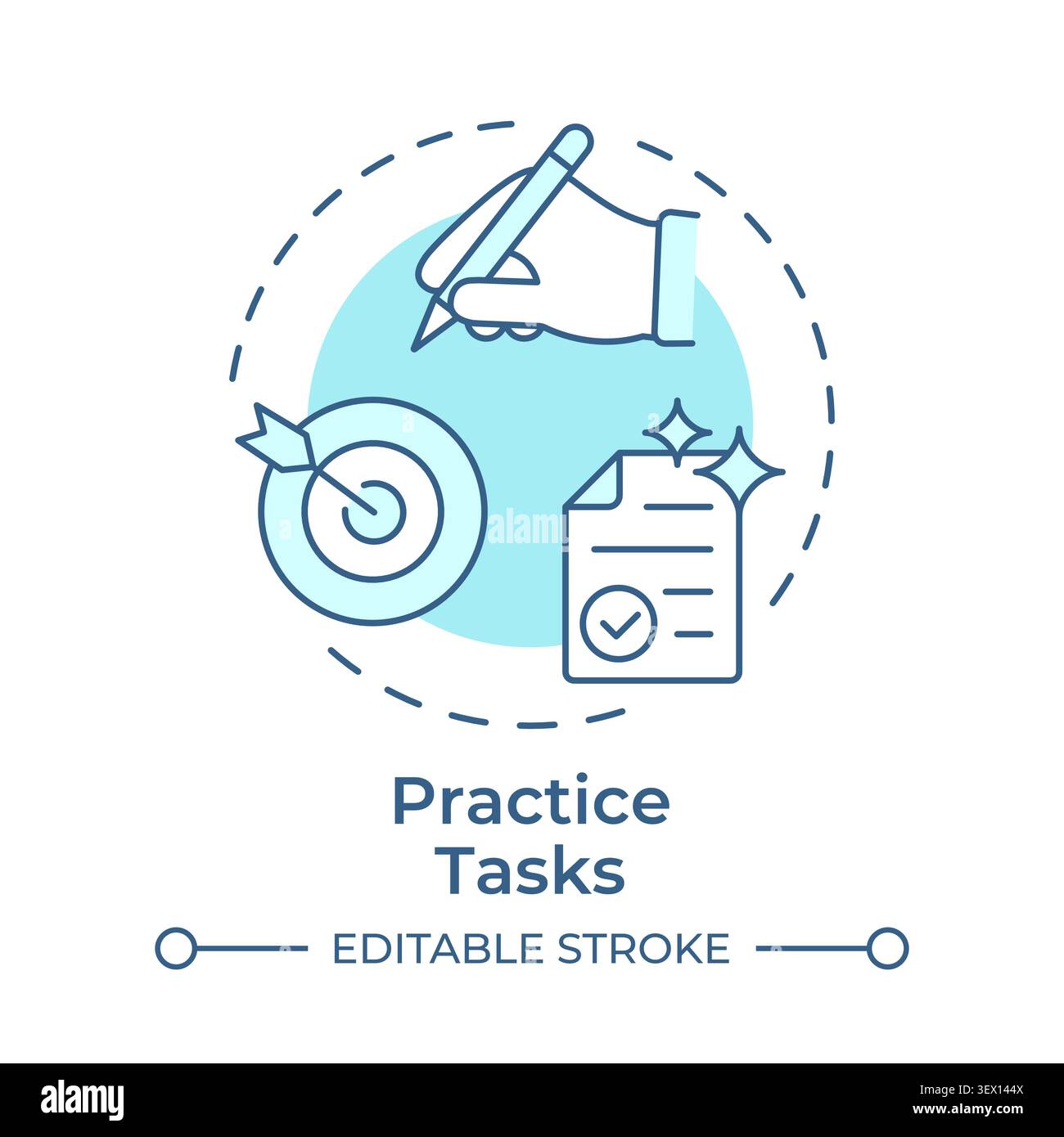 Practice tasks soft blue concept icon Stock Vector