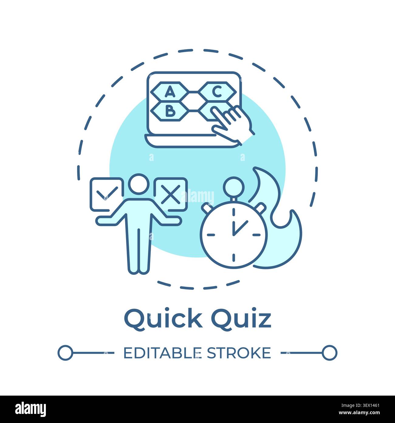 Quick quiz soft blue concept icon Stock Vector