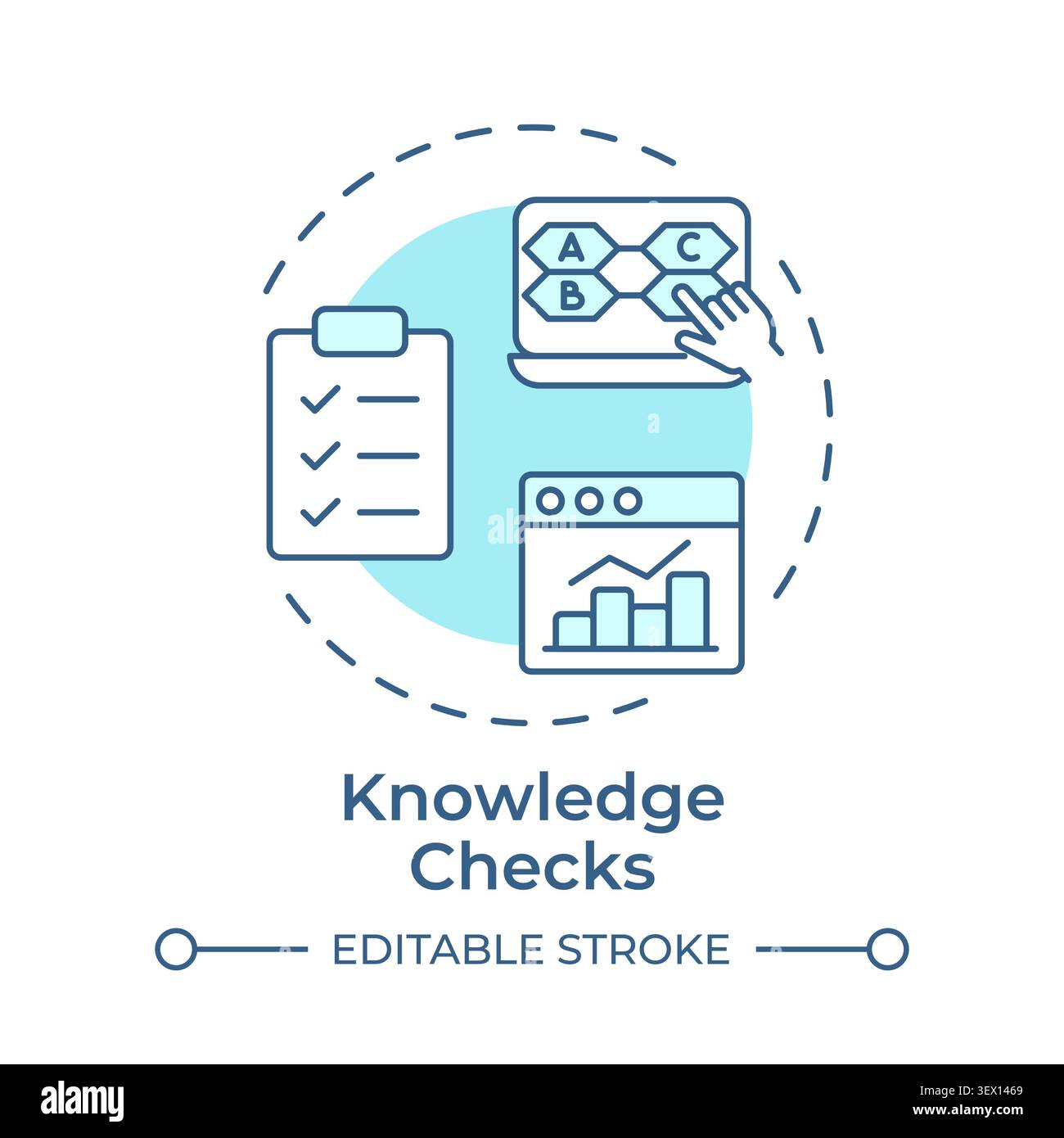 Knowledge checks soft blue concept icon Stock Vector