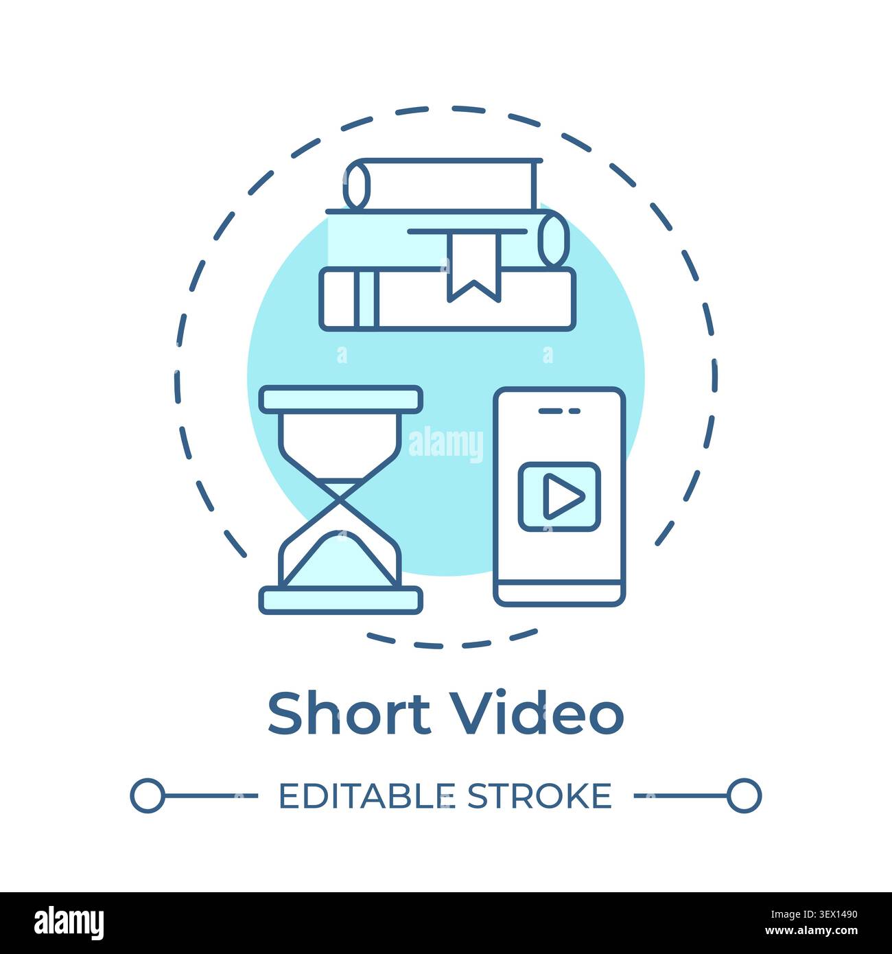 Short video soft blue concept icon Stock Vector