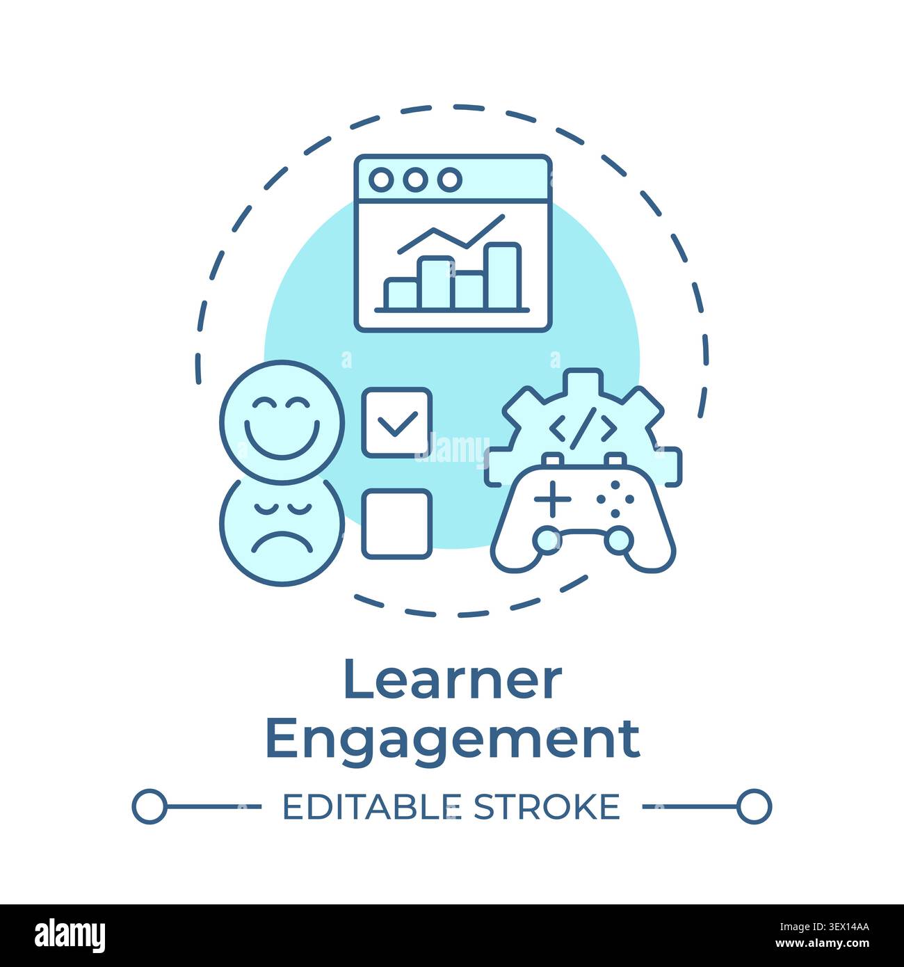 Learner engagement soft blue concept icon Stock Vector