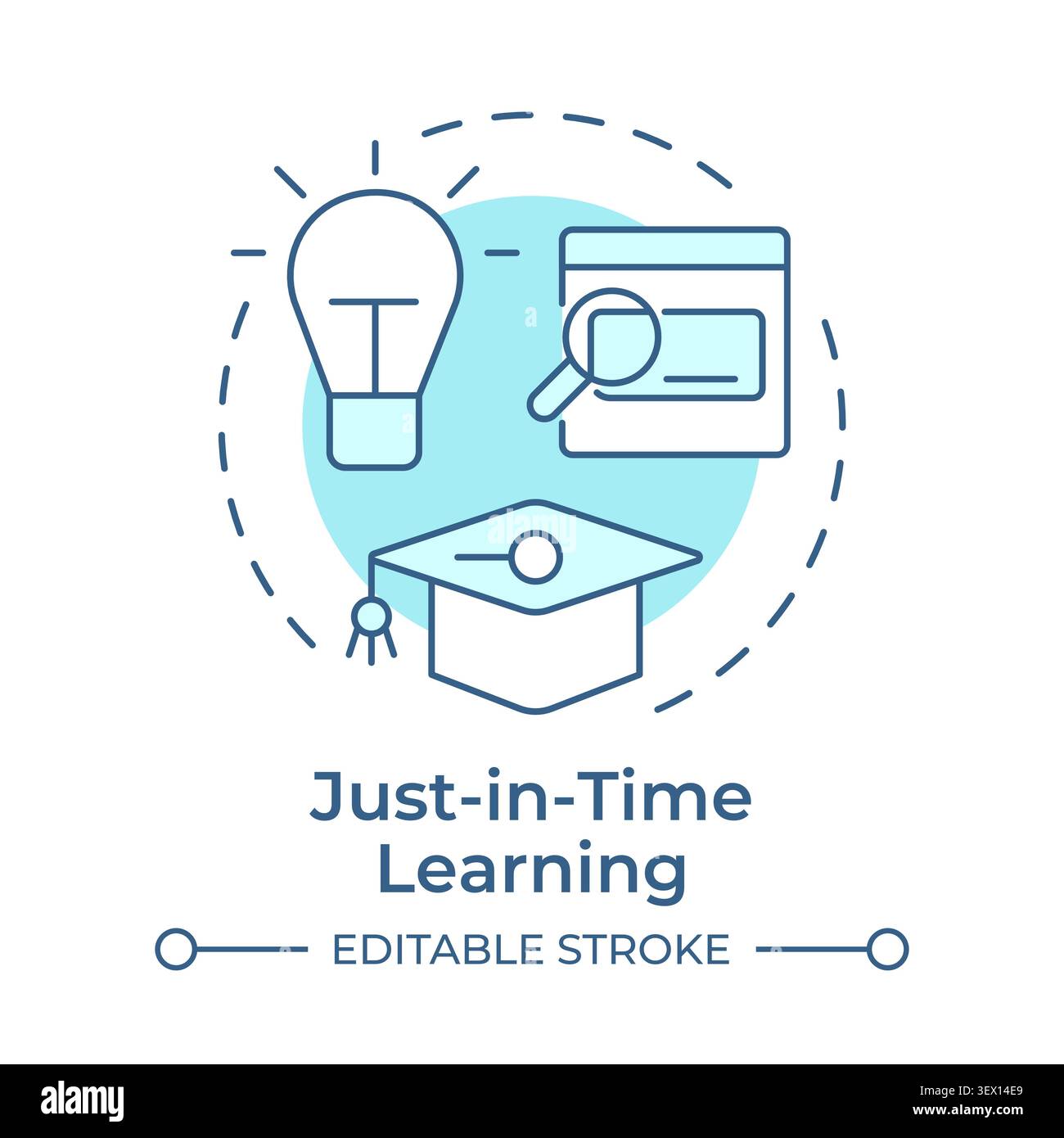 Just-in-time learning soft blue concept icon Stock Vector