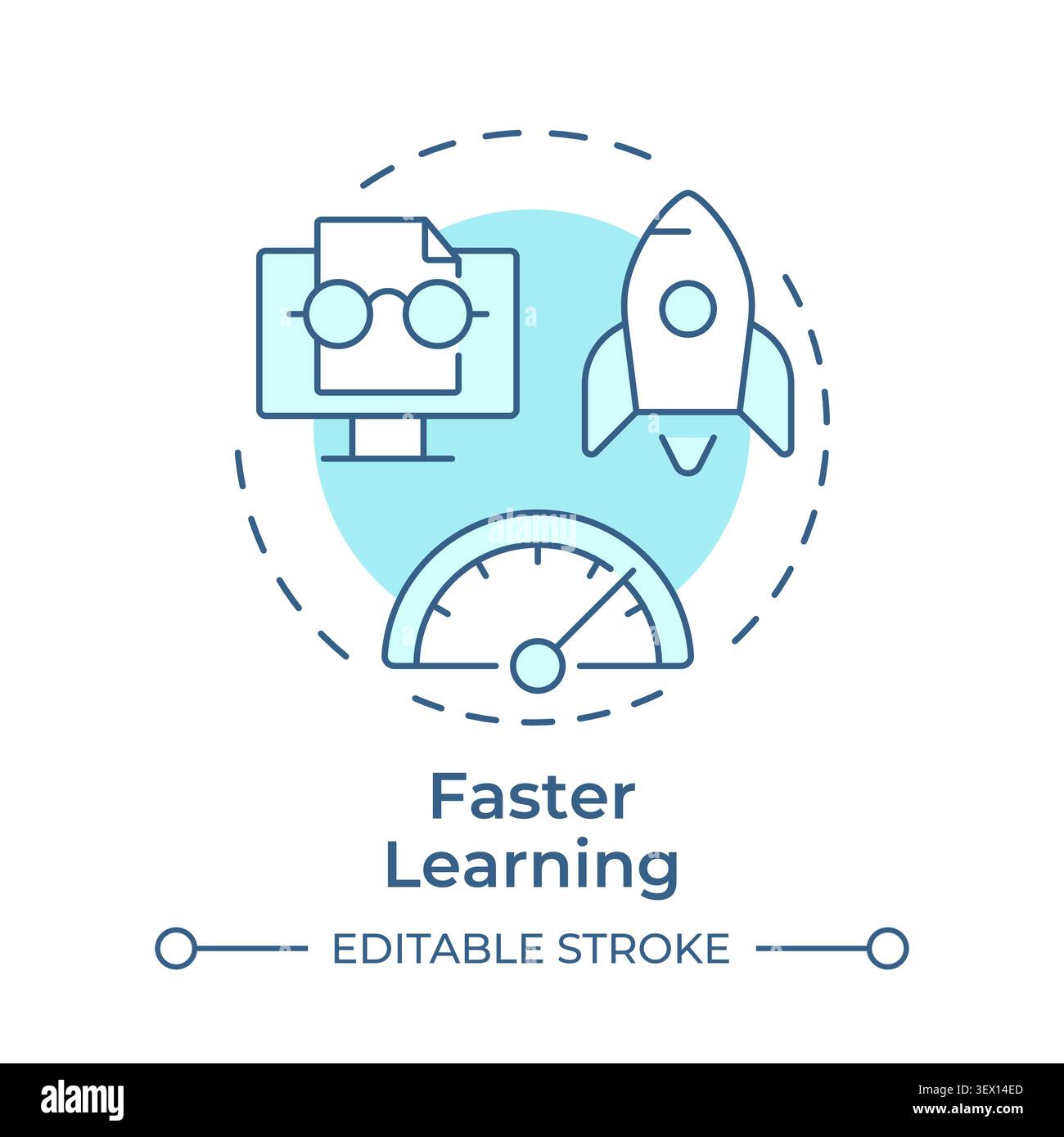 Faster learning soft blue concept icon Stock Vector