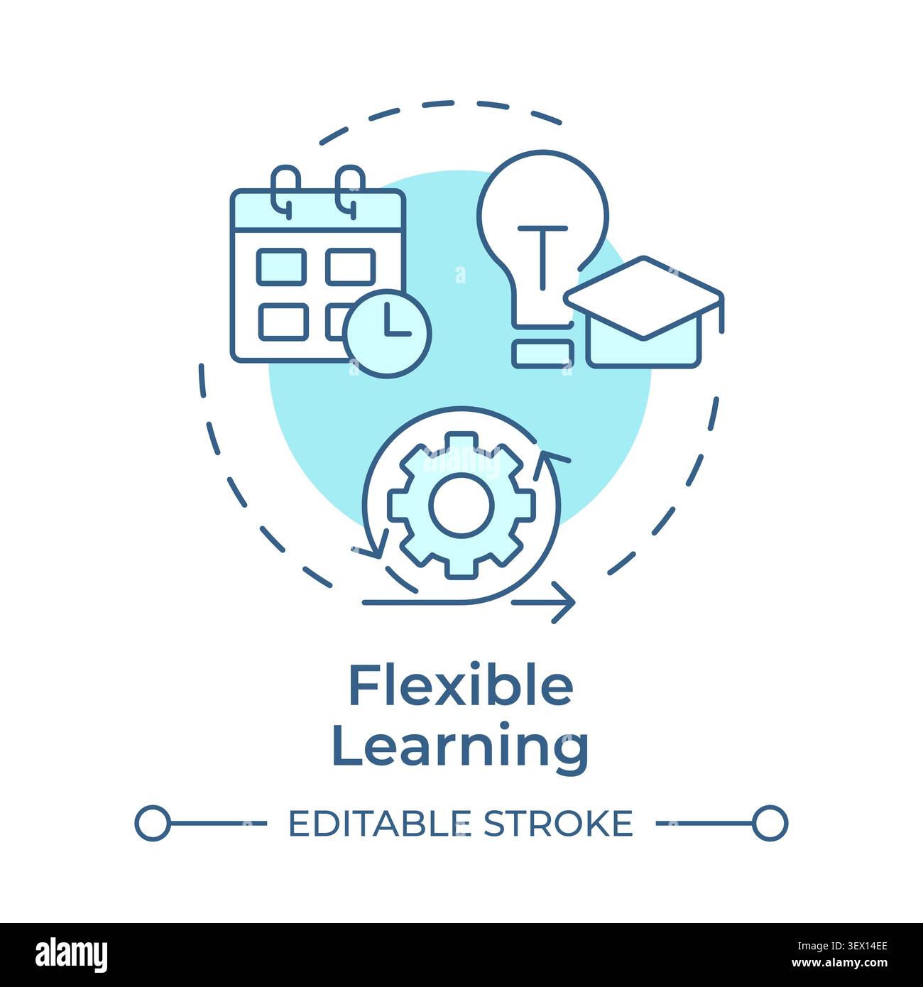 Flexible learning soft blue concept icon Stock Vector