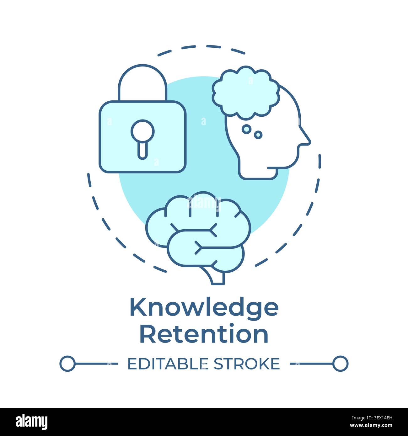 Knowledge retention soft blue concept icon Stock Vector