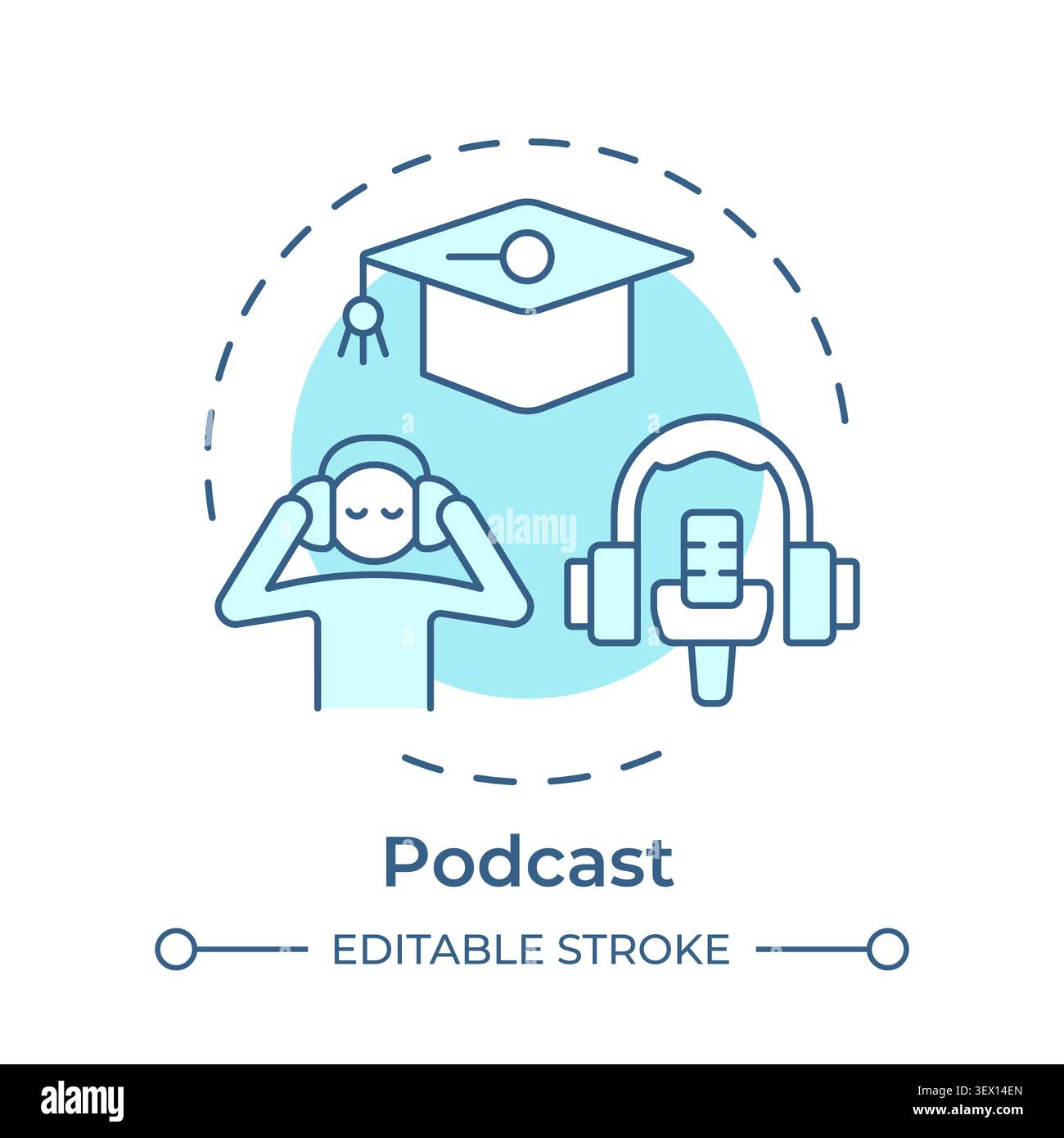 Podcast soft blue concept icon Stock Vector