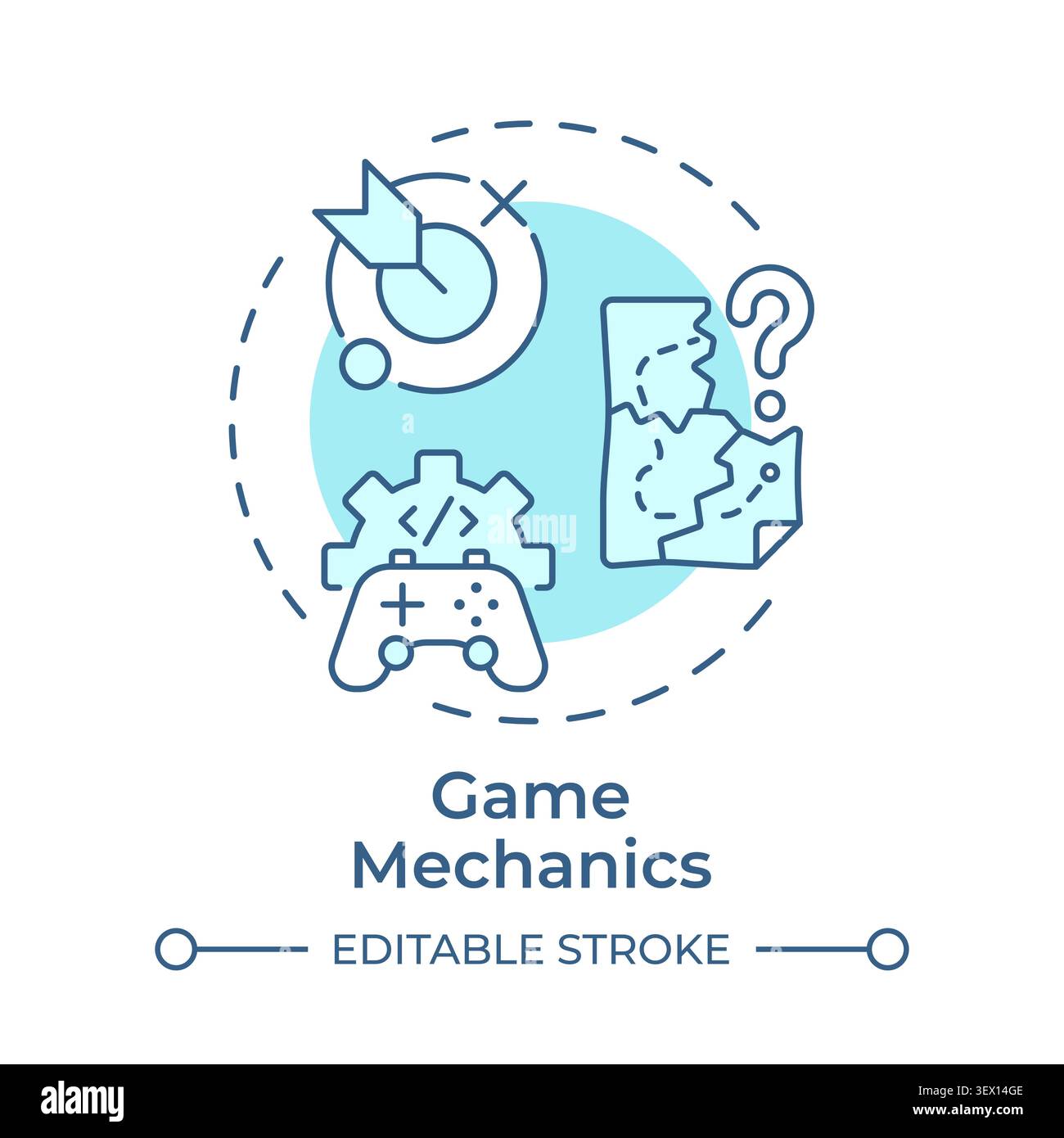 Game mechanics soft blue concept icon Stock Vector
