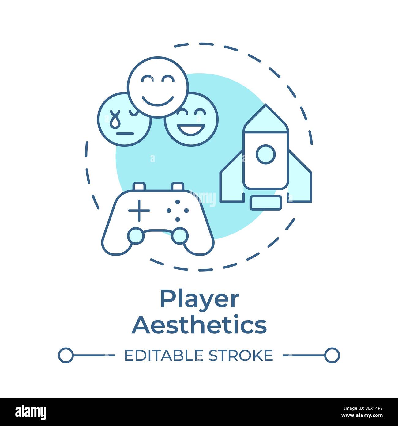 Player aesthetics soft blue concept icon Stock Vector