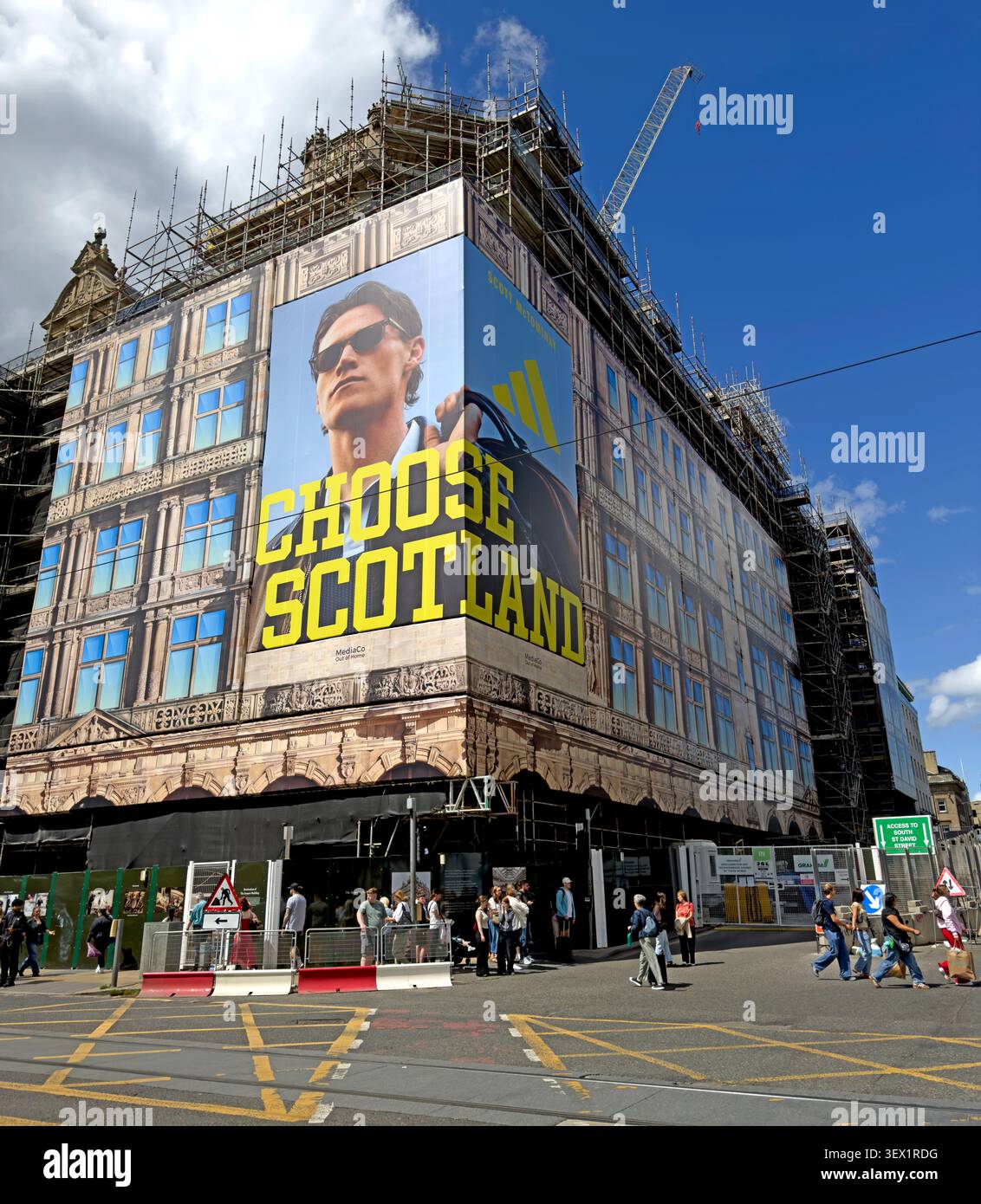 Adidas Choose Scotland mural featuring Scott McTominay on the former Jenners building in Princes Street, Edinburgh Stock Photo