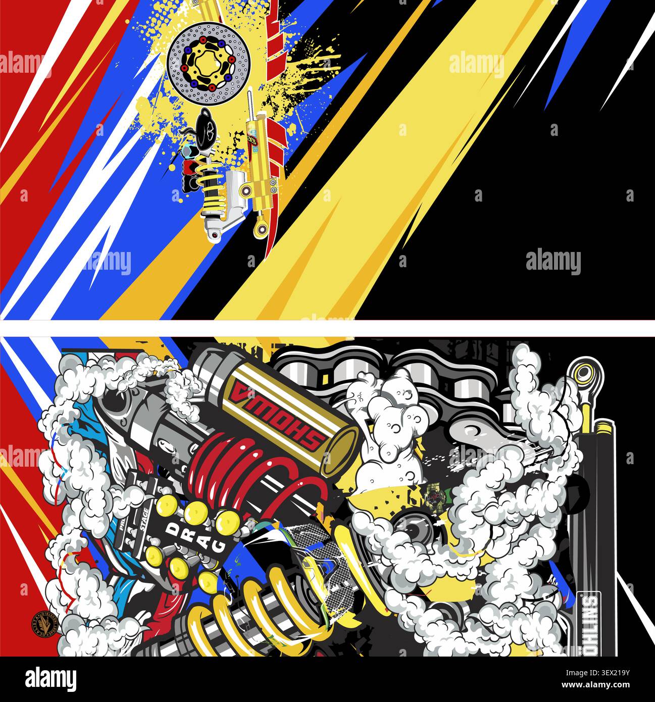 Racing Mechanic Motorcycle Decal Wrap Design Vector Stock Vector