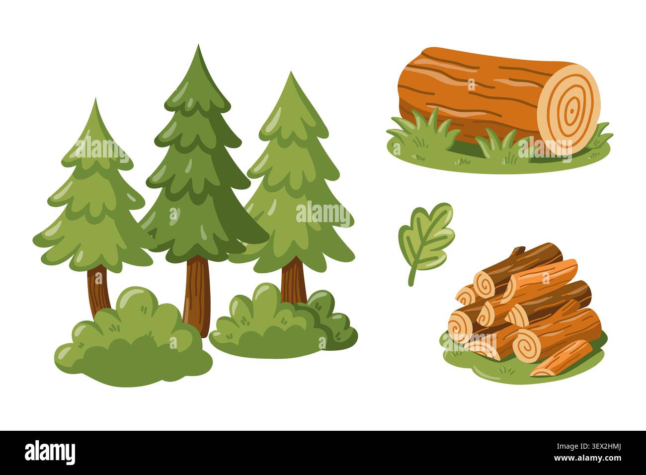Forest camping elements set. Cartoon vector isolated illustration on white background Stock Vector