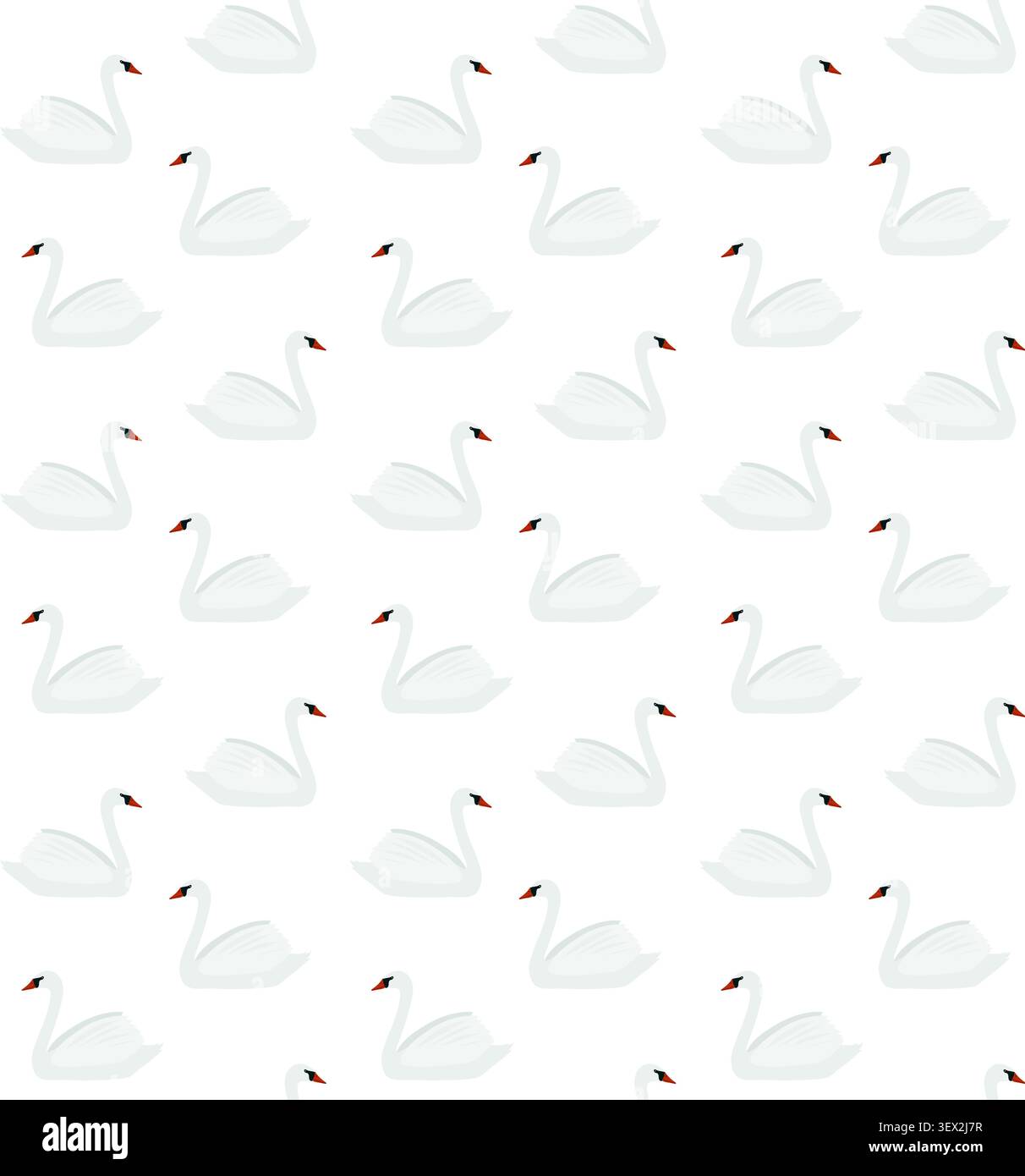 Vector seamless pattern of outline flat swan Stock Vector