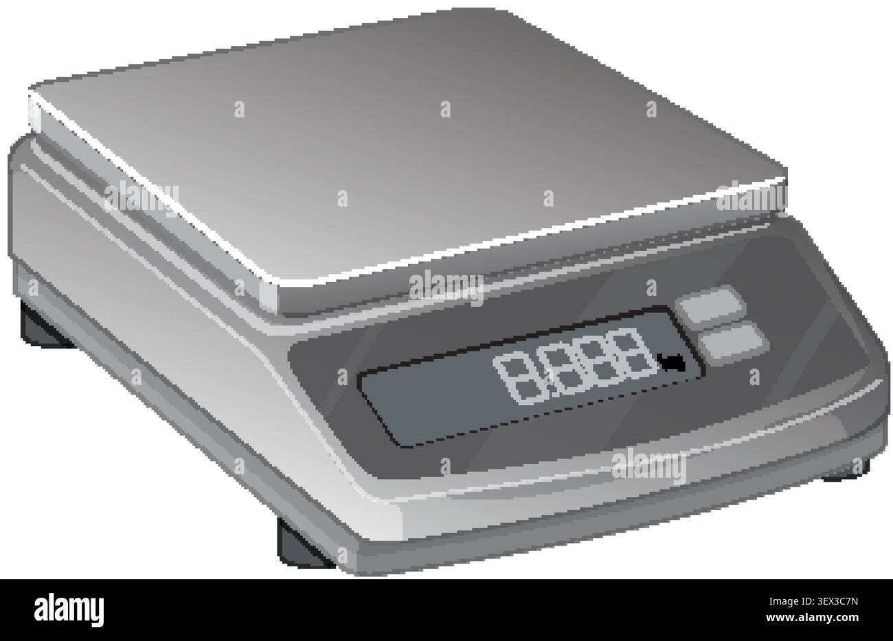Professional grey digital scale vector illustration with LCD display isolated on white background Stock Vector