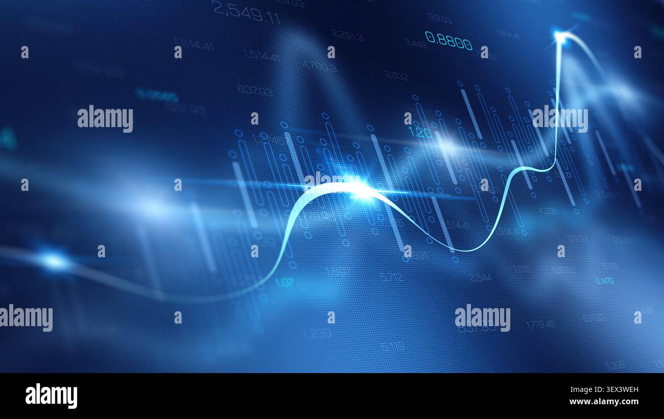 Chart shows stock exchange trading data over time with visual trends and patterns Stock Photo